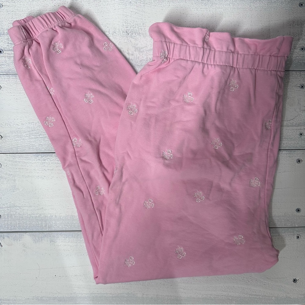 Baby Pink Joggers with Floral Print XL